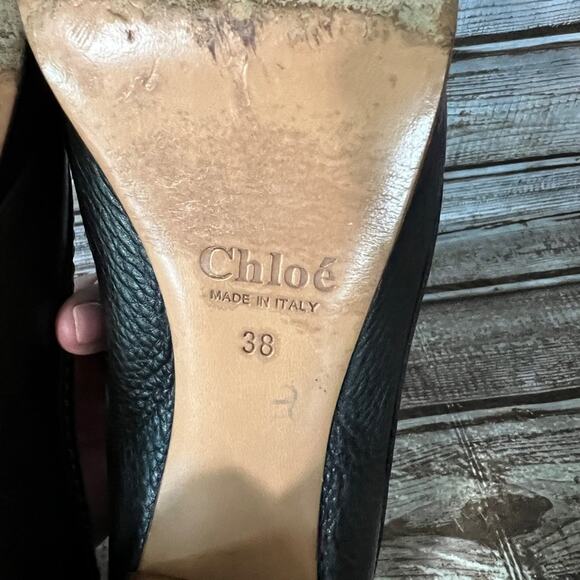 Vintage Chloe Heels Leather Made in Italy Size 38 7-1/2 7.5 - Picture 8 of 9